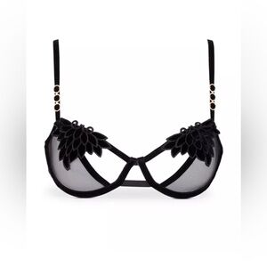 NWT! Bluebella Tabitha Bra Black Lace Lingerie w/Gold Accents Size 36B